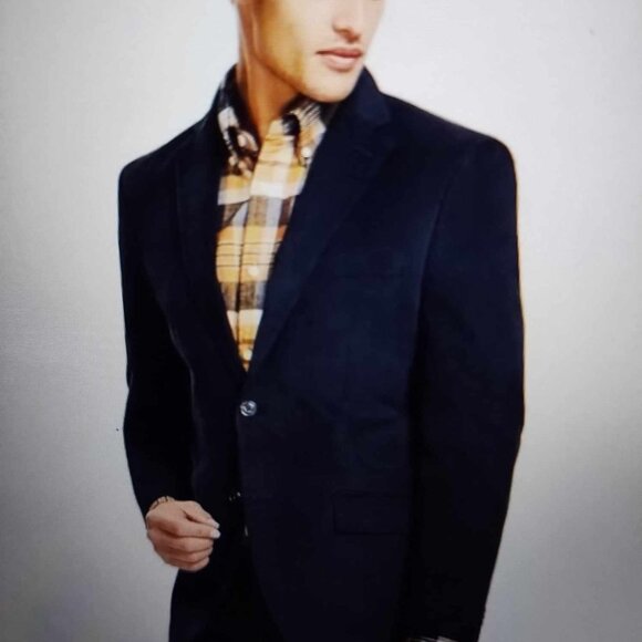 Tommy Hilfiger Men's Modern Fit Corduroy Sport Coat Blazer, Navy Blue, 40R, 40L - Picture 1 of 2